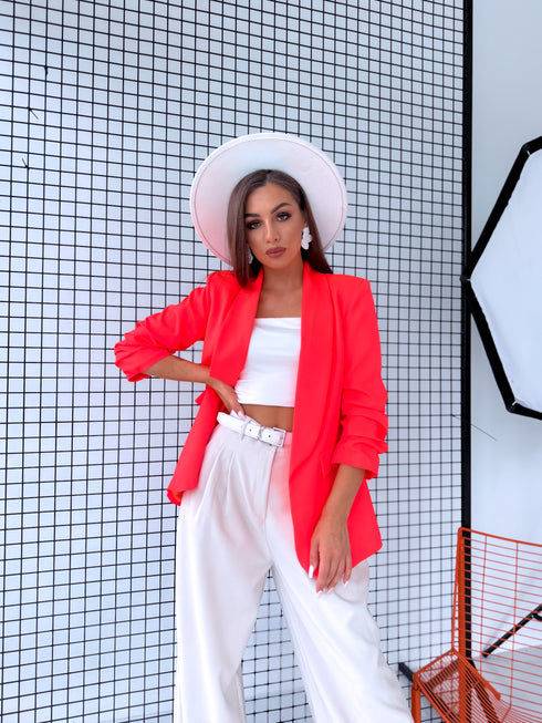 Neon orange, ONE SIZE jacket with gathered sleeves